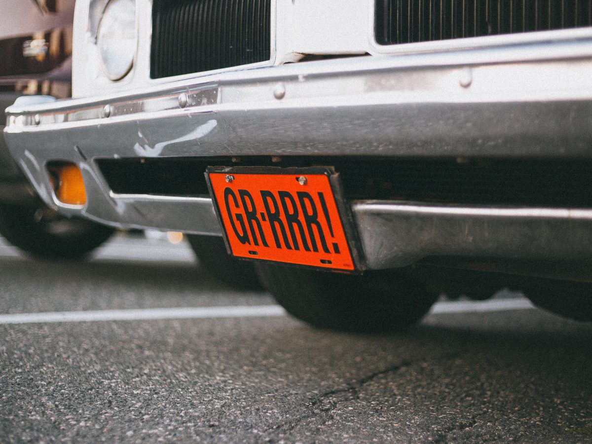 11. Tight crop of a plate on a chrome bumper. Good for a narrow decorative strip.